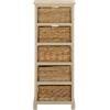 SAFAVIEH Home Collection Vedette Distressed Black 5-Drawer Wicker Basket Storage Tower (Fully Assembled)(Sand)