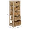 SAFAVIEH Home Collection Vedette Distressed Black 5-Drawer Wicker Basket Storage Tower (Fully Assembled)(Sand)