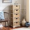 SAFAVIEH Home Collection Vedette Distressed Black 5-Drawer Wicker Basket Storage Tower (Fully Assembled)(Sand)