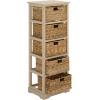 SAFAVIEH Home Collection Vedette Distressed Black 5-Drawer Wicker Basket Storage Tower (Fully Assembled)(Sand)