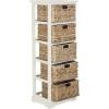 SAFAVIEH Home Collection Vedette Distressed Black 5-Drawer Wicker Basket Storage Tower (Fully Assembled)(Vintage White)
