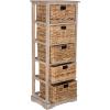 SAFAVIEH Home Collection Vedette Distressed Black 5-Drawer Wicker Basket Storage Tower (Fully Assembled)(White Washed)