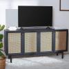 SAFAVIEH Piran TV Stand for up to 70″ Flatscreen – Oak Brown & Gold, 4 Doors with Interior Storage, Entertainment Media Console (MED9611D)(Black / Gold)