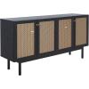 SAFAVIEH Piran TV Stand for up to 70″ Flatscreen – Oak Brown & Gold, 4 Doors with Interior Storage, Entertainment Media Console (MED9611D)(Black / Gold)