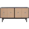 SAFAVIEH Piran TV Stand for up to 70″ Flatscreen – Oak Brown & Gold, 4 Doors with Interior Storage, Entertainment Media Console (MED9611D)(Black / Gold)