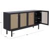 SAFAVIEH Piran TV Stand for up to 70″ Flatscreen – Oak Brown & Gold, 4 Doors with Interior Storage, Entertainment Media Console (MED9611D)(Black / Gold)