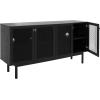 SAFAVIEH Piran TV Stand for up to 70″ Flatscreen – Oak Brown & Gold, 4 Doors with Interior Storage, Entertainment Media Console (MED9611D)(Black/Black)