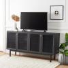 SAFAVIEH Piran TV Stand for up to 70″ Flatscreen – Oak Brown & Gold, 4 Doors with Interior Storage, Entertainment Media Console (MED9611D)(Black/Black)
