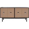 SAFAVIEH Piran TV Stand for up to 70″ Flatscreen – Oak Brown & Gold, 4 Doors with Interior Storage, Entertainment Media Console (MED9611D)(Black/Black)