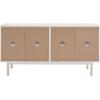 SAFAVIEH Piran TV Stand for up to 70″ Flatscreen – Oak Brown & Gold, 4 Doors with Interior Storage, Entertainment Media Console (MED9611D)(Bleached White/Silver)