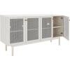 SAFAVIEH Piran TV Stand for up to 70″ Flatscreen – Oak Brown & Gold, 4 Doors with Interior Storage, Entertainment Media Console (MED9611D)(Bleached White/Silver)