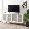 SAFAVIEH Piran TV Stand for up to 70″ Flatscreen – Oak Brown & Gold, 4 Doors with Interior Storage, Entertainment Media Console (MED9611D)(Bleached White/Silver)