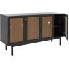 SAFAVIEH Piran TV Stand for up to 70″ Flatscreen – Oak Brown & Gold, 4 Doors with Interior Storage, Entertainment Media Console (MED9611D)(Distressed Black/Gold)