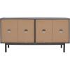 SAFAVIEH Piran TV Stand for up to 70″ Flatscreen – Oak Brown & Gold, 4 Doors with Interior Storage, Entertainment Media Console (MED9611D)(Distressed Black/Gold)