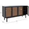 SAFAVIEH Piran TV Stand for up to 70″ Flatscreen – Oak Brown & Gold, 4 Doors with Interior Storage, Entertainment Media Console (MED9611D)(Distressed Black/Gold)