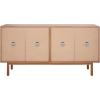 SAFAVIEH Piran TV Stand for up to 70″ Flatscreen – Oak Brown & Gold, 4 Doors with Interior Storage, Entertainment Media Console (MED9611D)(Oak / Gold)