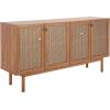 SAFAVIEH Piran TV Stand for up to 70″ Flatscreen – Oak Brown & Gold, 4 Doors with Interior Storage, Entertainment Media Console (MED9611D)(Oak / Gold)