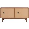 SAFAVIEH Piran TV Stand for up to 70″ Flatscreen – Oak Brown & Gold, 4 Doors with Interior Storage, Entertainment Media Console (MED9611D)(Walnut / Gold)