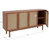 SAFAVIEH Piran TV Stand for up to 70″ Flatscreen – Oak Brown & Gold, 4 Doors with Interior Storage, Entertainment Media Console (MED9611D)(Walnut / Gold)