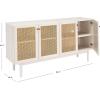 SAFAVIEH Piran TV Stand for up to 70″ Flatscreen – Oak Brown & Gold, 4 Doors with Interior Storage, Entertainment Media Console (MED9611D)(White / Gold)
