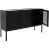 Safavieh Home Collection Zadie Coastal Black/Natural Rattan 3-Door Storage Sideboard(Black)