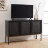 Safavieh Home Collection Zadie Coastal Black/Natural Rattan 3-Door Storage Sideboard(Black)