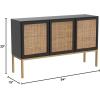 Safavieh Home Collection Zadie Coastal Black/Natural Rattan 3-Door Storage Sideboard(Black/Gold)