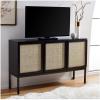 Safavieh Home Collection Zadie Coastal Black/Natural Rattan 3-Door Storage Sideboard(Black/Natural)