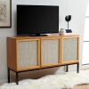 Safavieh Home Collection Zadie Coastal Black/Natural Rattan 3-Door Storage Sideboard(Natural/Black)