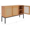 Safavieh Home Collection Zadie Coastal Black/Natural Rattan 3-Door Storage Sideboard(Natural/Black)
