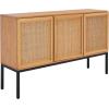 Safavieh Home Collection Zadie Coastal Black/Natural Rattan 3-Door Storage Sideboard(Natural/Black)