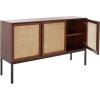 Safavieh Home Collection Zadie Coastal Black/Natural Rattan 3-Door Storage Sideboard(Walnut/Natural)