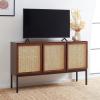 Safavieh Home Collection Zadie Coastal Black/Natural Rattan 3-Door Storage Sideboard(Walnut/Natural)
