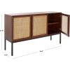 Safavieh Home Collection Zadie Coastal Black/Natural Rattan 3-Door Storage Sideboard(Walnut/Natural)