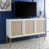 Safavieh Home Collection Zadie Coastal Black/Natural Rattan 3-Door Storage Sideboard(White/Gold)