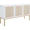 Safavieh Home Collection Zadie Coastal Black/Natural Rattan 3-Door Storage Sideboard(White/Gold)