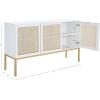 Safavieh Home Collection Zadie Coastal Black/Natural Rattan 3-Door Storage Sideboard(White/Gold)