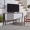Safavieh Home Shiloh Mid-Century Modern White and Walnut TV Media Stand(White / Walnut)