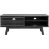 SAFAVIEH Aurelio TV Stand for up to 55″ Flatscreen – Walnut Brown, 1 Sliding Door with Interior Storage and Open Shelves, Entertainment Media Console (MED9600A)(Distressed Black)
