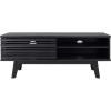 SAFAVIEH Aurelio TV Stand for up to 55″ Flatscreen – Walnut Brown, 1 Sliding Door with Interior Storage and Open Shelves, Entertainment Media Console (MED9600A)(Black)