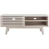 SAFAVIEH Aurelio TV Stand for up to 55″ Flatscreen – Walnut Brown, 1 Sliding Door with Interior Storage and Open Shelves, Entertainment Media Console (MED9600A)(Bleached White)