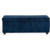 SAFAVIEH Couture Collection – Lynzie Grey Corduroy Storage Bench, Channel Tufted Upholstered Seat with Hidden Storage, Modern Accent Furniture (SFV6114B)(Navy)