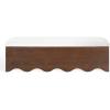 SAFAVIEH Couture Collection – Roseandrea Walnut & White Storage Bench with Cushion Top, Modern Scalloped Base, Fully Assembled (SFV4255B)(Walnut/White)