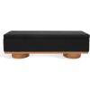 SAFAVIEH Couture Collection – Vianna Boucle Storage Bench, Black Upholstered Bench with Natural Wood Legs, Modern Entryway Bedroom Accent Seating (SFV5049C)(Black/Natural)