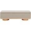 SAFAVIEH Couture Collection – Vianna Boucle Storage Bench, Black Upholstered Bench with Natural Wood Legs, Modern Entryway Bedroom Accent Seating (SFV5049C)(Brown/Natural)