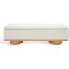 SAFAVIEH Couture Collection – Vianna Boucle Storage Bench, Black Upholstered Bench with Natural Wood Legs, Modern Entryway Bedroom Accent Seating (SFV5049C)(Cream/Natural)