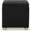 SAFAVIEH Couture Collection Becka Grey Boucle/Natural Square Storage Ottoman (Fully Assembled)(Black/Natural)
