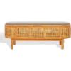 SAFAVIEH Couture Collection Dolly Coastal Natural Cane/Grey Linen Cushion Seat Oval Storage Bench