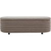 SAFAVIEH Couture Collection Jaymie Contemporary Taupe Linen/Black Oval Storage Bench(Brown/Black)