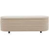 SAFAVIEH Couture Collection Jaymie Tan Boucle/Black Channel Tufted Oval Storage Bench